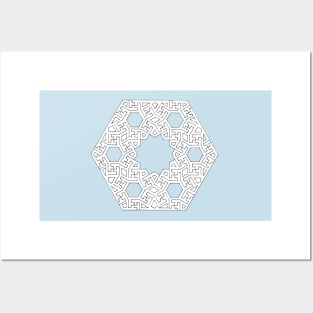 Hex grid and dodecahedron with 4-fold radial symmetry Posters and Art